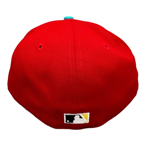 New Era Philadelphia Phillies 59FIFTY Red Teal Hat Club Cap Hat 7 1/2 - Picture 6 of 8